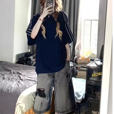 【网图现货】美式复古水洗破洞七分牛仔裤K615/特P40，女装牛仔裤，星座205-3