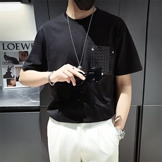时尚设计感拼接短袖T恤男夏季男装宽松休闲五分袖上衣T579，男装T恤，星座1116A-2（原606A-1）