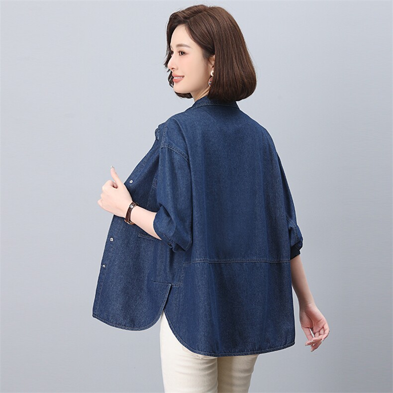 2025年春季休闲牛仔外套衬衫，女装牛仔外套，悦见她