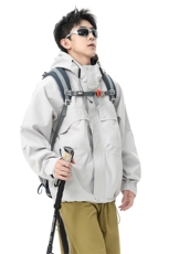 连帽外套男秋季2025新款大口袋工装冲锋衣痞帅夹克Q5576-P75，男装夹克，星座610（原A335）