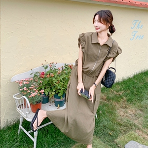 工装风休闲套装裙女2025年夏季新款韩系显瘦拉链上衣半身裙两件套图片