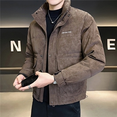 8861-L-4XL-P175店主风秋季新款立领休闲麂皮绒字母羽绒服外套男，男装羽绒服，电商B255