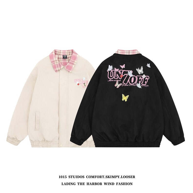 2025秋季美式设计感蝴蝶装饰翻领女生夹克外套1015-JK141-P128,女装短外套,四季星座1015