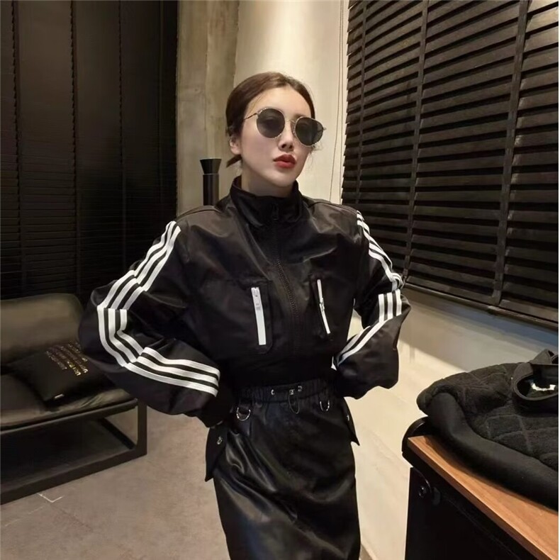 2025欧货新款时髦机车杠条短外套女秋韩版宽松百搭棒球服夹克上衣，男装夹克，星座1210-1