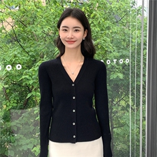 2025秋冬百搭时尚v领长袖针织衫，女装羊绒衫，玛卡隆羊绒