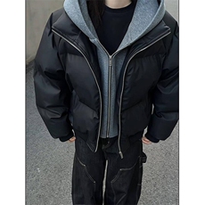 现货高品质重磅工艺美式高街假两件PU皮棉衣男女加厚棉服外套，男装棉衣，电商A486-1