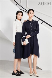 2022 春Q221L2712撞色连衣裙,女装连衣裙,佐慕