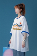 中性风2024夏季设计感字母印花情侣休闲T恤T260P35控58，女装T恤，A247A