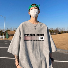 抖音得物二开现货供应220克夏装重磅美式高街宽松短袖t恤MT75，男装T恤，电商A486-1