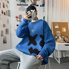 1港风潮流毛衣外套宽松休闲圆领套头针织衫线衣7024P55加绒P70，男装针织衫/毛衣，星座226-2