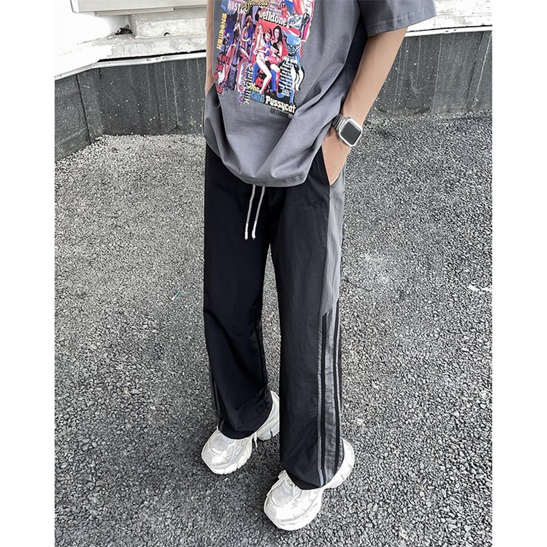 夏季薄款户外速干条纹休闲裤男士宽松直筒百搭运动裤,男装休闲裤,星座410-7