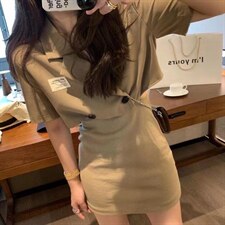 腰部镂空Polo连衣裙新款上新，女装连衣裙，XTZ style