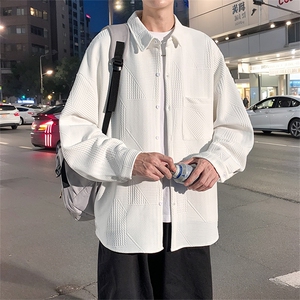 衬衫男秋季新款港风宽松提花长袖大码衬衣CS023-P45(现货）图片