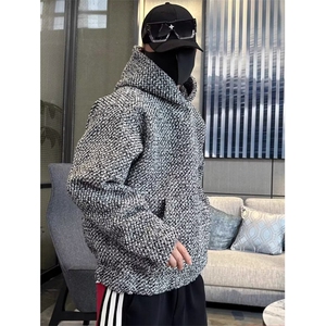 港风春款男连帽卫衣条纹夹克拼色宽松外套WY28 P45图片
