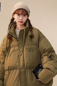白鸭绒中性冬季新款字母印花百搭立领羽绒服YR219P195控258图片