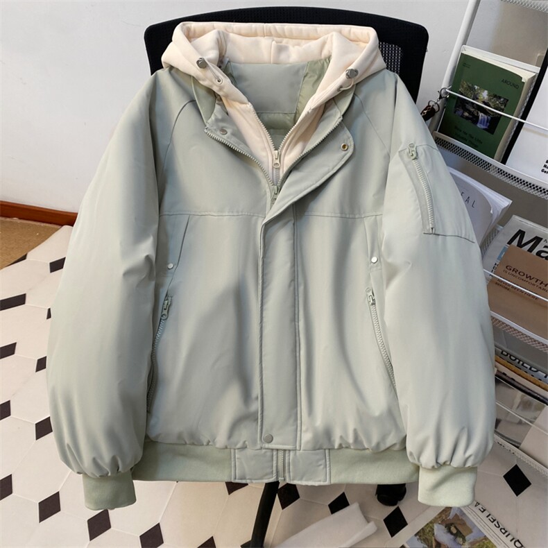 !潮流冬季连帽拉链加绒加厚棉衣情侣撞色棉服外套 MY5567-P78图片