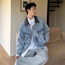 JK002-P78春秋韩版时髦cleanfit复古高级撞色短款牛仔夹克男士，男装夹克，电商B323A
