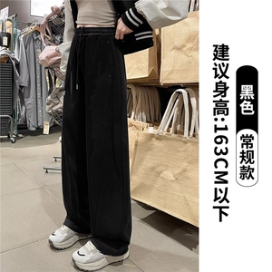 灰色休闲裤男女2025新款春秋直筒宽松阔腿裤垂感美式卫裤运动裤潮图片