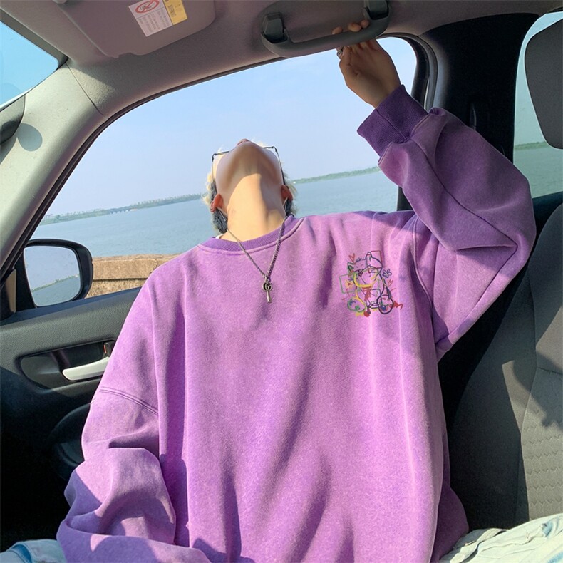 美式潮牌重磅水洗做旧圆领卫衣力推大码男XZ517A-2-Y7740-P58,男装卫衣,星座517A-2