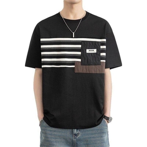 25171-特P40 夏季休闲时尚T恤男短袖打底衫个性拼接撞色短袖t恤男图片