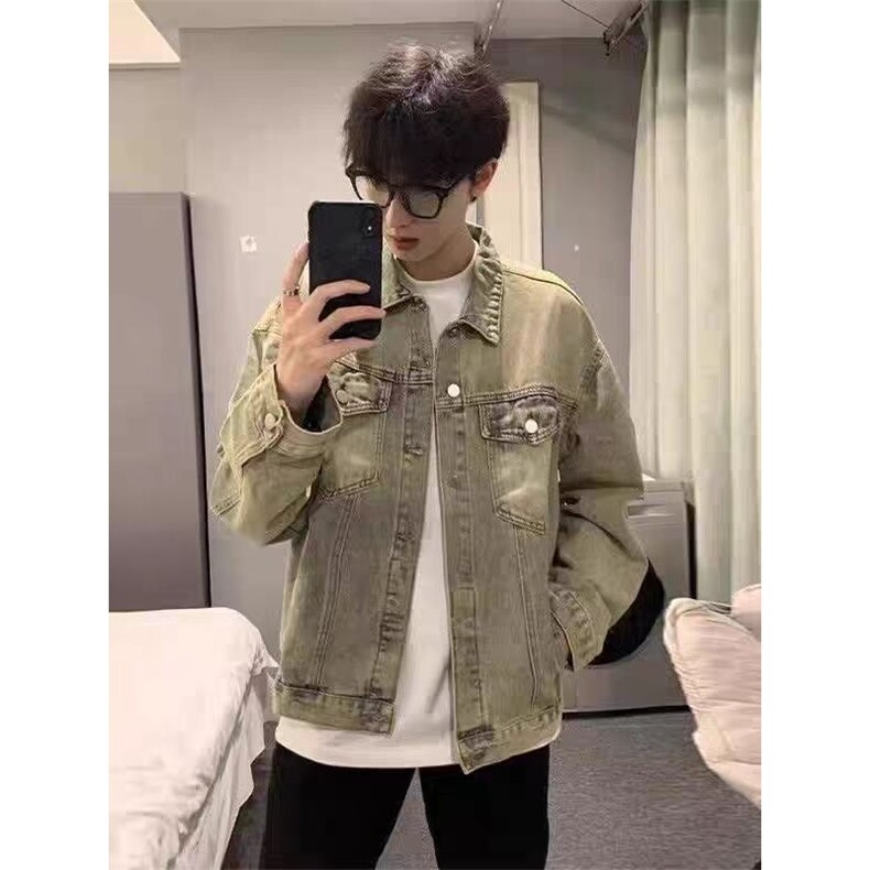 秋冬美式复古牛仔外套男宽松百搭重工铆钉做旧慵懒休闲夹克潮流,男装工装外套,星座715-4
