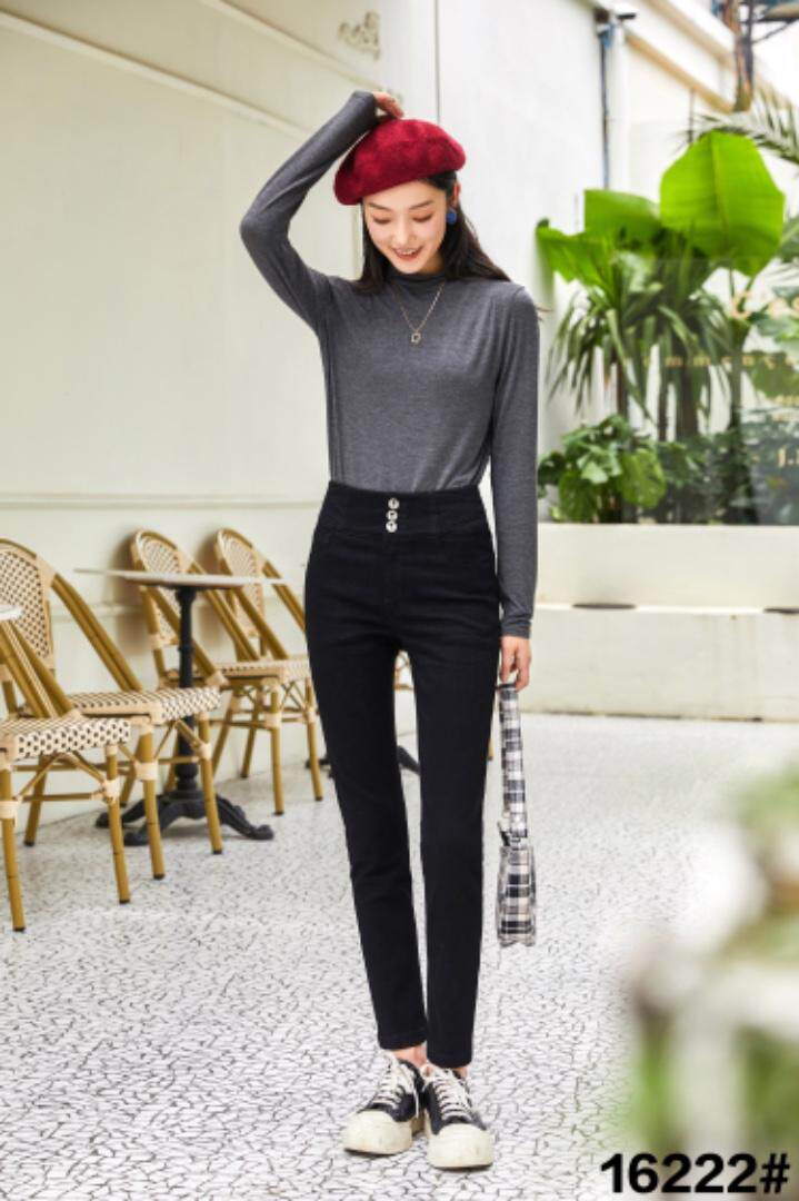 ?UU?? ?16222# ?高腰排扣牛仔裤 ?，女装牛仔裤，都市米兰