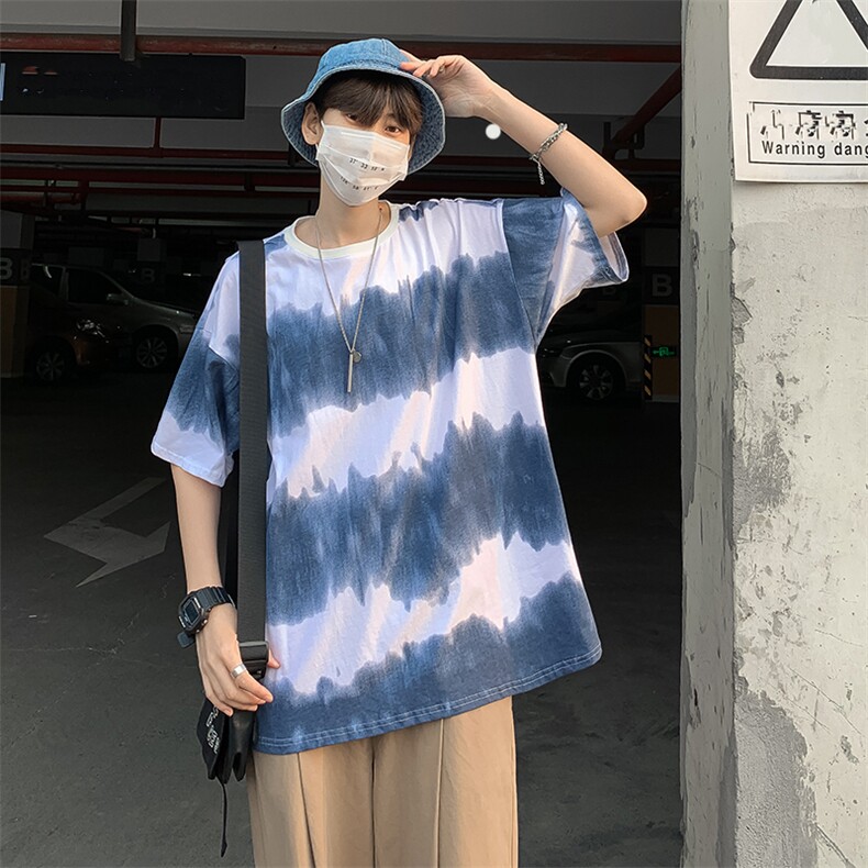 宽松港风夏季短袖上衣ins潮流嘻哈痞帅半袖扎染T恤T090-P20,男装T恤,星座512-2