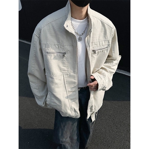 拉链牛仔外套男秋款美式复古工装上衣高级感哈灵顿夹克JK1164-P98