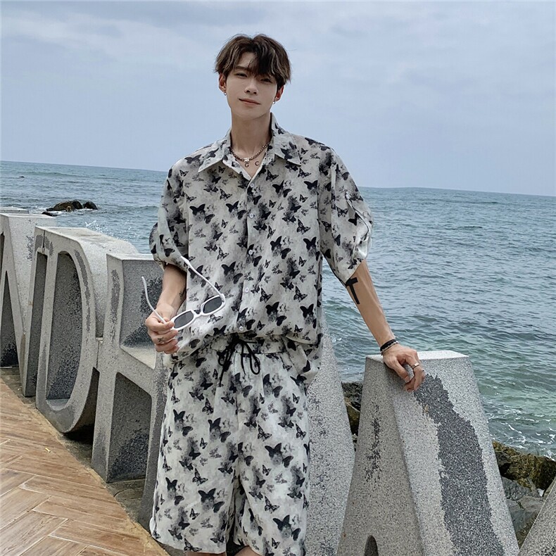 蝴蝶套装TZ77800特P45衬衫DCS77801特P27DK77802特P18套装控88，男装休闲套装，星座227-7