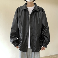 软皮衣服男士机车夹克翻领工装PU皮2025帅气短款JK2137-P80，男装夹克，星座210-1