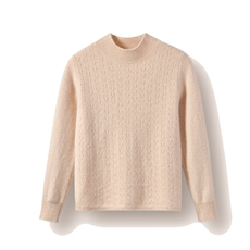 秋冬季新款女士七针双线重工镂空半高领羊毛衫，女装羊毛衫，宋氏羊绒