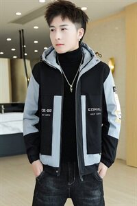 冬季长口袋棉服男模特加厚夹克风衣保暖外套工装棉衣黑865加绒图片