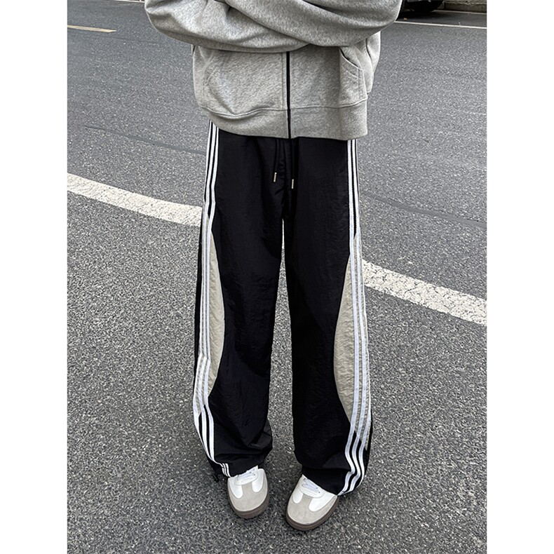 8XL-M加绒加厚条纹工装裤束脚休闲阔腿美式运动裤男K9116P58控78,男装休闲裤,电商D206-1