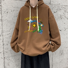 WY2219-P35加绒款-P40纯棉连帽卫衣男大码运动帽衫宽松薄外套男，男装卫衣，电商A040