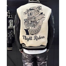 夹棉毛巾绣绣棒球服刺绣毛呢外套男PU皮拼接chic夹克J804，男装夹克，星座1116A（原606A-3）