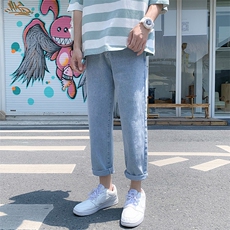 秋季牛仔裤男长裤直筒宽松韩版潮流潮牌百搭休闲九分裤子，男装牛仔裤，电商A318