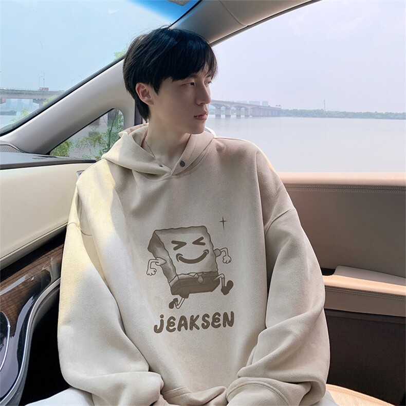24秋季新款海绵宝宝印花麂皮绒宽松连帽卫衣wljp5621-特p45控79,男装卫衣,星座605(原A050)