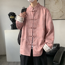 男士外套麂皮绒印花夹克盘扣立领唐装龙XZ1512-2508-P85，男装夹克，星座1512