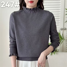 2025年秋季新款针织女士花领上衣时尚休闲通勤百搭，女装针织衫/毛衣，暖姿羊绒
