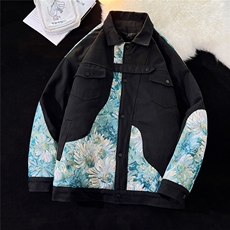 1港风平铺刺绣拼接设计大码M-5XL夹克棉服外套男8706P115控158，男装夹克，星座226-2