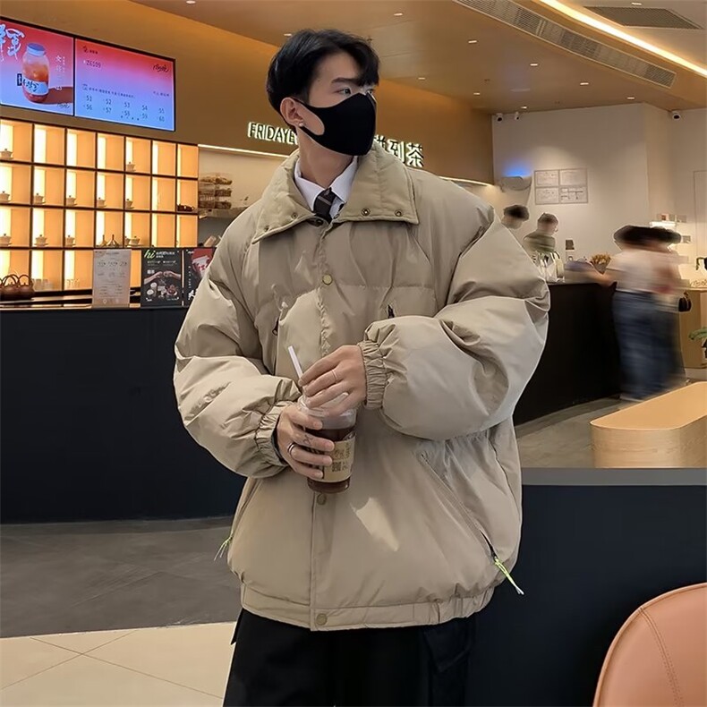 简约设计感翻领短款面包服棉衣外套男女情侣棉服M16-P83,男装棉衣,星座308B-2