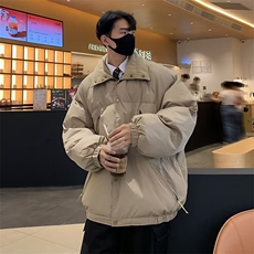 简约设计感翻领短款面包服棉衣外套男女情侣棉服M16-P83，男装棉衣，星座308B-2