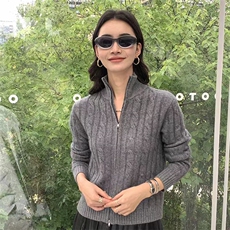 2024春秋新款修身外搭长袖毛衣针织开衫女纯色上衣，女装羊毛衫，恒恩羊绒