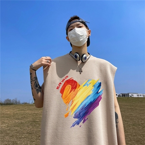 华夫格背心 直播高品质重磅220克 爱心印花HB793-P25控38图片