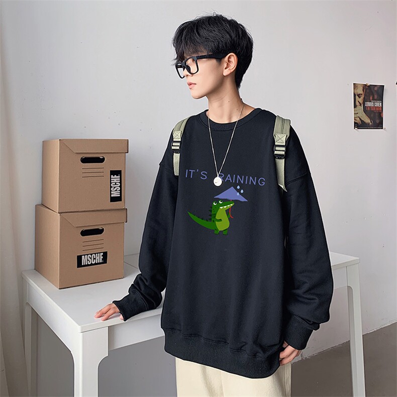 ！21春季新款学生圆领卫衣男百搭印花长袖春装上衣WY122特P25,男装卫衣,电商B220