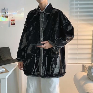 春季美式扎染牛仔外套男潮牌ins高街复古bf风痞帅夹克衫W2587-P52图片