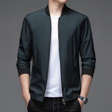 2023秋季新款夹克男立领上衣中年男休闲纯色外套BJY08162-P80,男装夹克,电商B212（原钱塘6029）