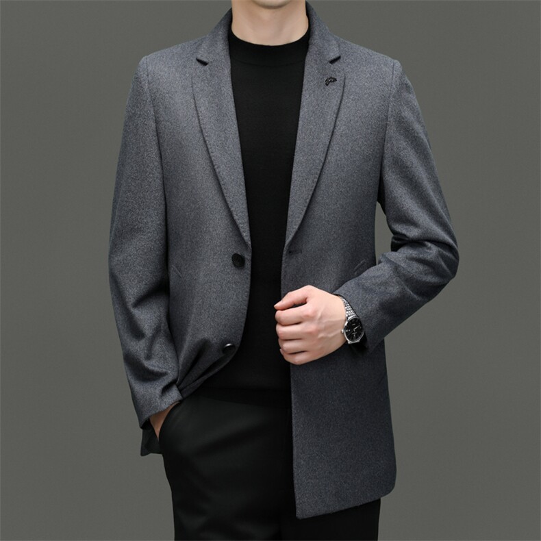 2023年秋冬男士新款毛呢西装大衣保暖呢子外套,男装毛呢大衣,电商B360