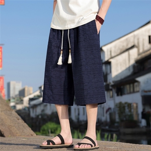 夏季风男装棉麻七分裤直筒超宽松休闲中裤A266-1-KZ880-P56图片