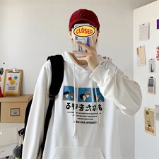 703-W7233秋季情侣卡通印花连帽套头卫衣，男装卫衣，星座703